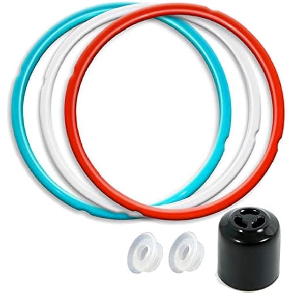 8Qt Silicone Sealing Ring with Steam Release Valve (3-Pack) - Dishwasher Safe Replacement Gasket Fits Select Instanpot 8Qt Models (Ultra, Viva, Duo Plus, IP-DUO80, IP-LUX80).