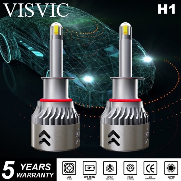 8SIDE H1 LED Headlight High Low Beam Bulbs Kit 6000K Bright White 240W+CANBUS