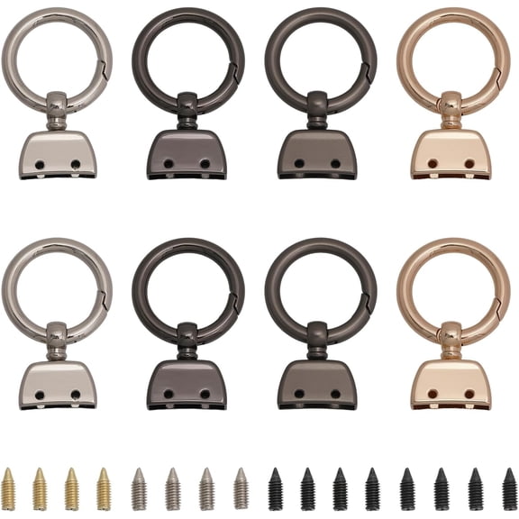 8Sets 4Colors Alloy Detachable Snap Hook Swivel Clasps Spring Gate Rings with Ribbon Ends for Keychain Clasp Findings Mixed Color Mixed Color