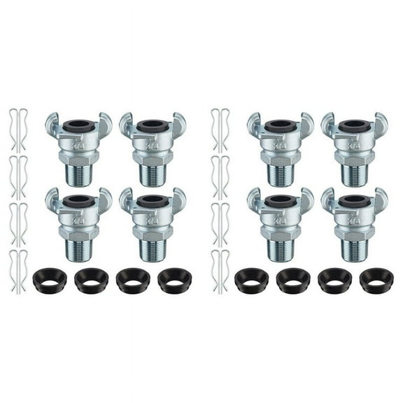 8Sets NPT Air Hose Fitting 2 Lug Universal Coupling Chicago Fitting for Female and Male End (Male End,3/4Inch)