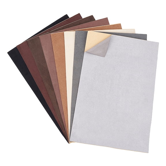 8Sheets Faux Suede Self-adhesive Fabric Rectangle Mixed Color 30x20cm