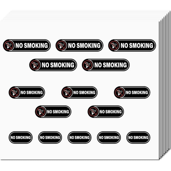 8 Sheets No Smoking Stickers Mini Vinyl Warning Stickers Black Coated Self Adhesive Stickers Waterproof No Smoking Decals Safety Sign for Schools Business Office Buildings 145x166mm