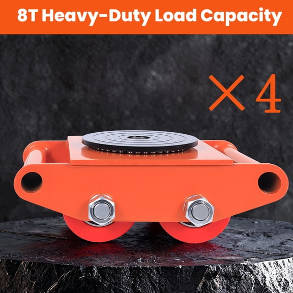 8T/17637lbs Machinery Mover, 4 Pcs Dolly Machinery Skate, Furniture Movers with 4 Wheels & 360 Rotation Non-Slip Tray for Construction Site Heavy Box Relocation