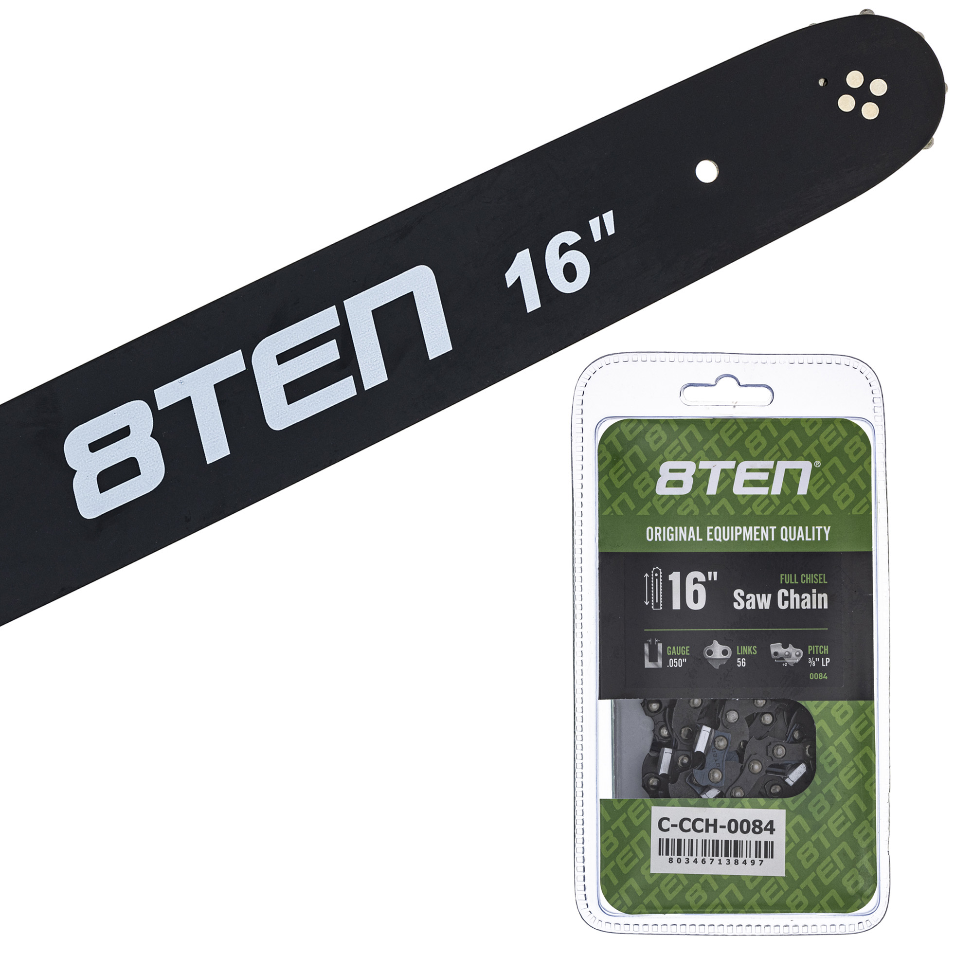 8TEN 16" Chainsaw Bar & Chain .050 3/8LP 56DL for Husqvarna Echo ...