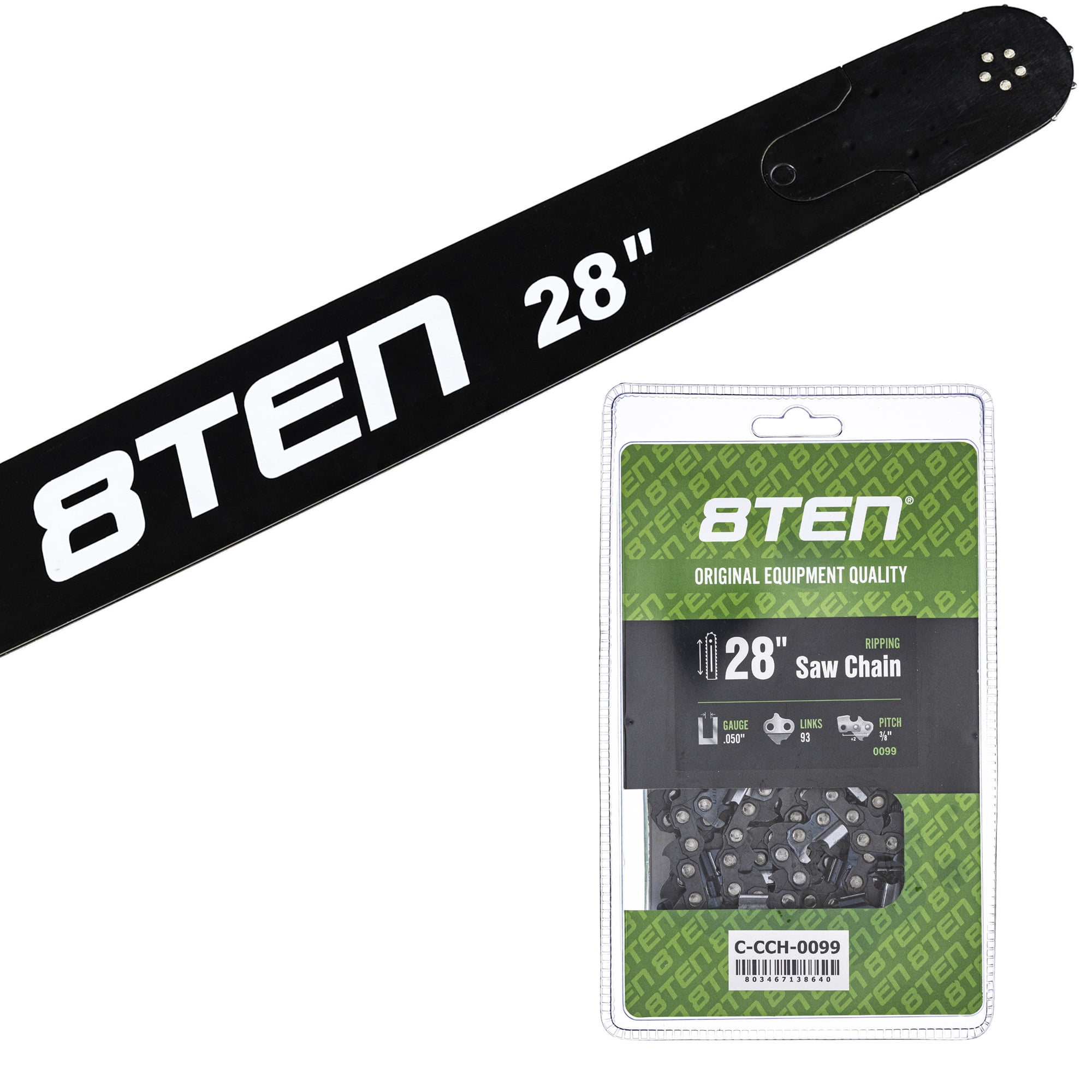 8TEN 28" Chainsaw Bar & Chain .050 3/8 93DL for Husqvarna Echo ...