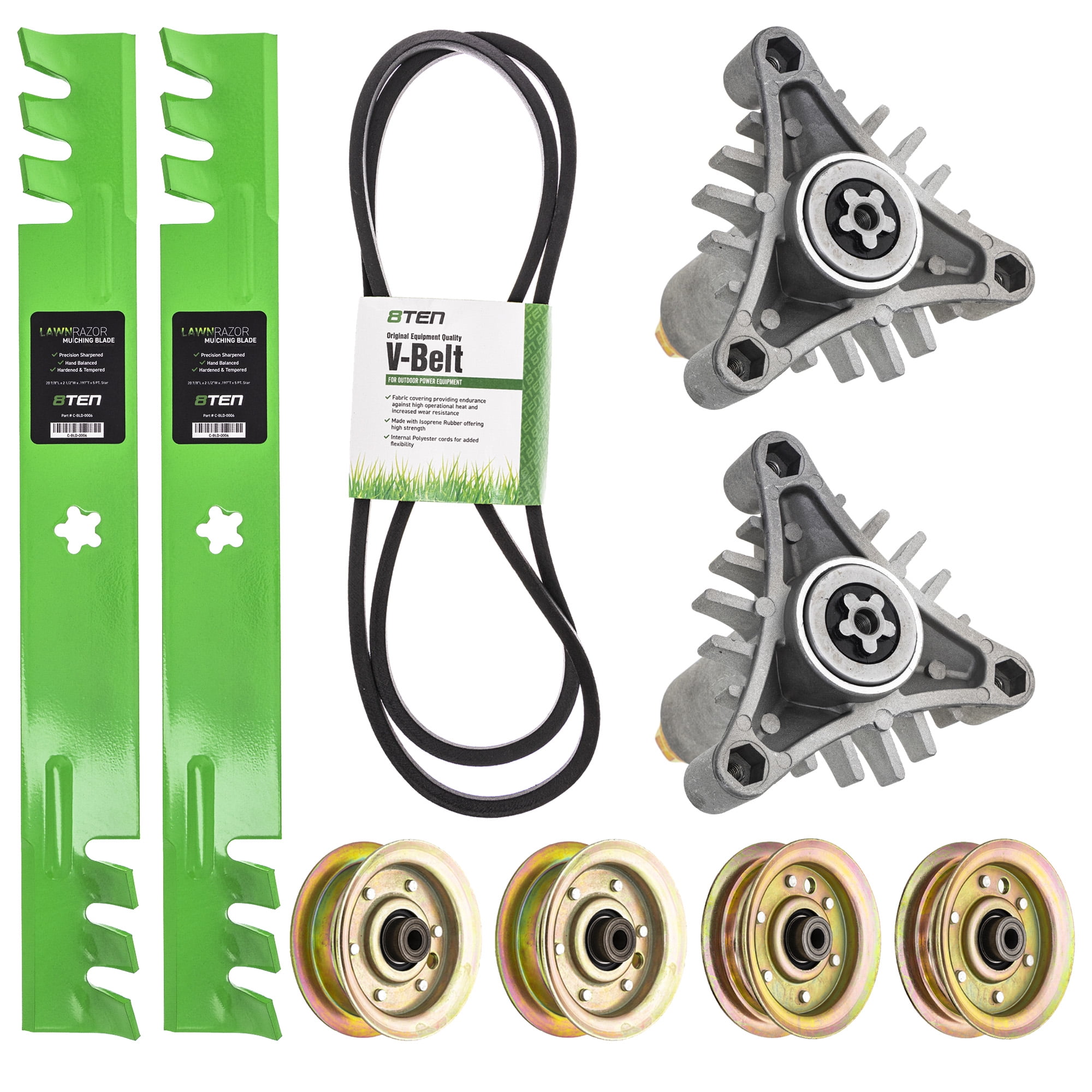 8TEN Deck Rebuild Kit for Exmark 46 inch White Outdoor Yard Machines Yard Man Huskee LT 4600H Blade スピンドル Belt Idler Husqvarna Yth18542 Deck Spindle 8TEN Deck Rebuild Kit For Toro