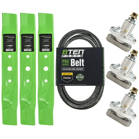 8TEN Blade Spindle Screw Belt Set for John Deere L120 L130 GY20785 MK1001763