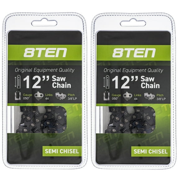 8TEN Chainsaw Chain 12 inch .050 3/8 Pitch 44DL for Stihl McCulloch 2 Pack 810-CCC2239H