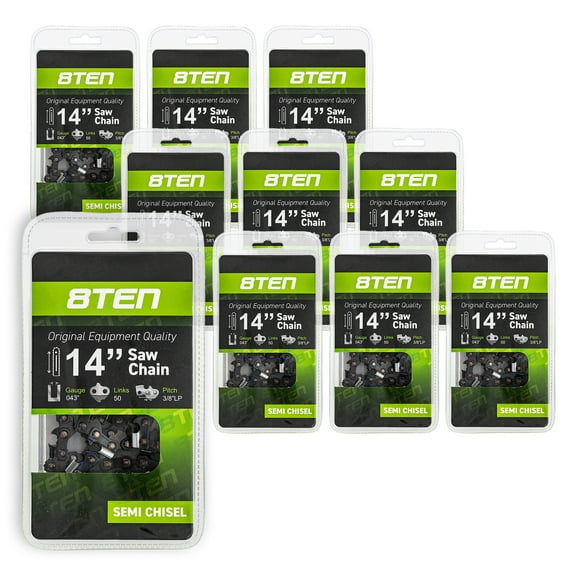 8TEN Chainsaw Chain 14 inch .043 3/8 LP 50DL for Husqvarna Stihl 10 Pack 810-CCC2237H