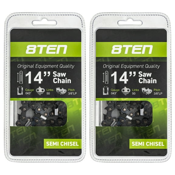 8TEN Chainsaw Chain 14 inch .043 3/8 LP 50DL for Husqvarna Stihl 2 Pack 810-CCC2237H
