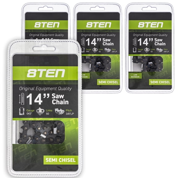 8TEN Chainsaw Chain 14 inch 3/8 Pitch 52 DL for Husqvarna Echo 4 Pack 810-CCC2234H
