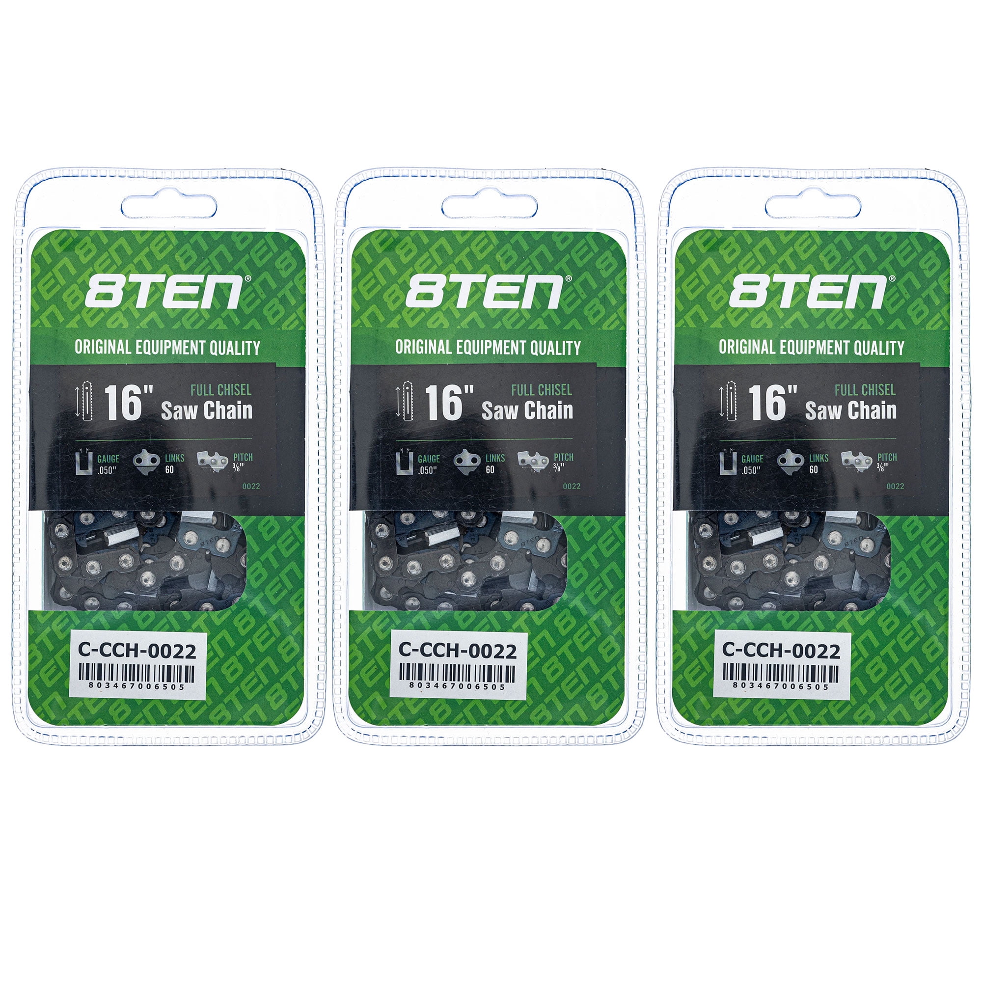 8TEN Chainsaw Chain 16 inch .050 3/8 60DL for Husqvarna 285 455 460 3 ...