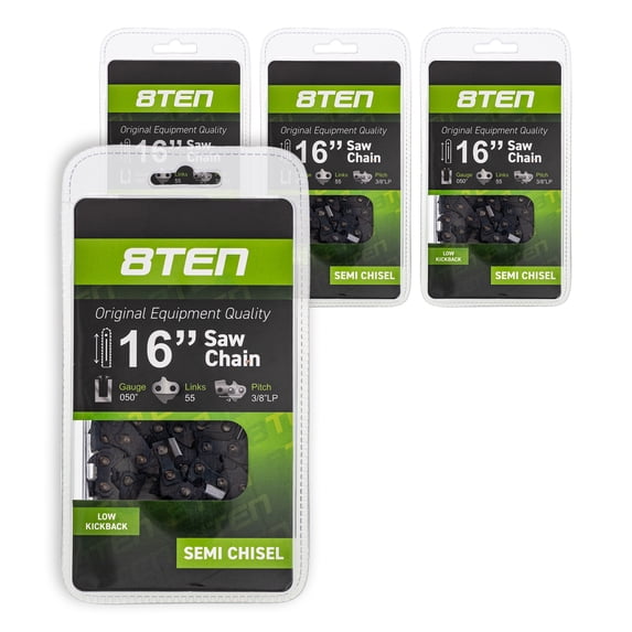 8TEN Chainsaw Chain 16 inch .050 .375 Pitch 55DL for Stihl 91VXL055G 4 Pack 810-CCC2245H