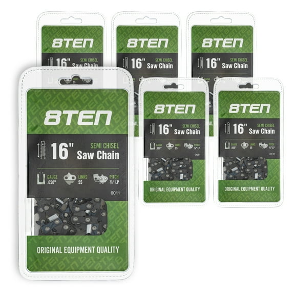 8TEN Chainsaw Chain 16 inch 3/8 LP Pitch 55 DL for Stihl Husqvarna 6 Pack 810-CCC2233H