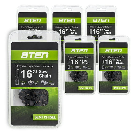 8TEN Chainsaw Chain 16 inch 3/8 Pitch LP for Stihl MS170 MS180 PM400 6 Pack 810-CCC2220H