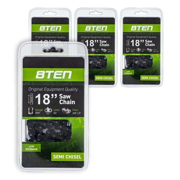 8TEN Chainsaw Chain 18 inch 3/8 Pitch for Poulan Jonsered Husqvarna 4 Pack 810-CCC2228H