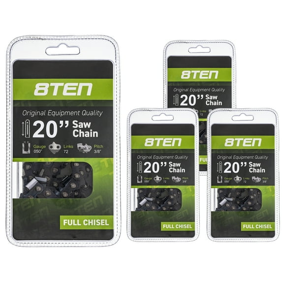 8TEN Chainsaw Chain 20 inch 3/8 Pitch for Stihl Husqvarna Poulan 4 Pack 810-CCC2224H