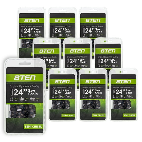 8TEN Chainsaw Chain 24 inch .050 3/8 84DL for Poulan Stihl Husqvarna 10 Pack 810-CCC2252H