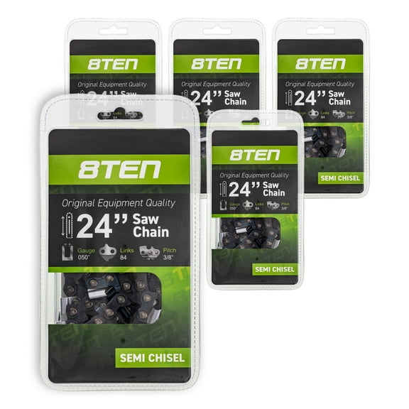 8TEN Chainsaw Chain 24 inch .050 3/8 84DL for Poulan Stihl Husqvarna 5 Pack 810-CCC2252H