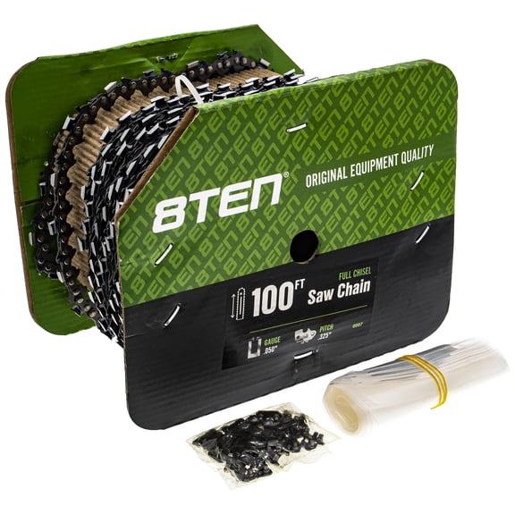 8TEN Chainsaw Chain Bulk Reel Full Chisel 100 Foot .050 .325 Pitch 810-CCC2229R