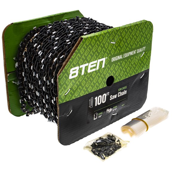 8TEN Chainsaw Chain Bulk Reel Semi Chisel 100 Foot .050 3/8 Pitch Low Profile 810-CCC2249R