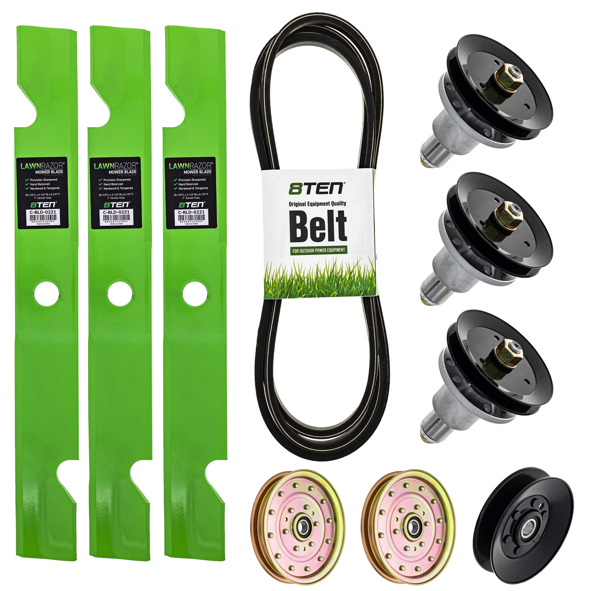 8TEN Deck Rebuild Kit for Exmark 46 inch White Outdoor Yard Machines Yard Man Huskee LT 4600H Blade スピンドル Belt Idler Husqvarna Yth18542 Deck Spindle 8TEN Deck Rebuild Kit For Toro