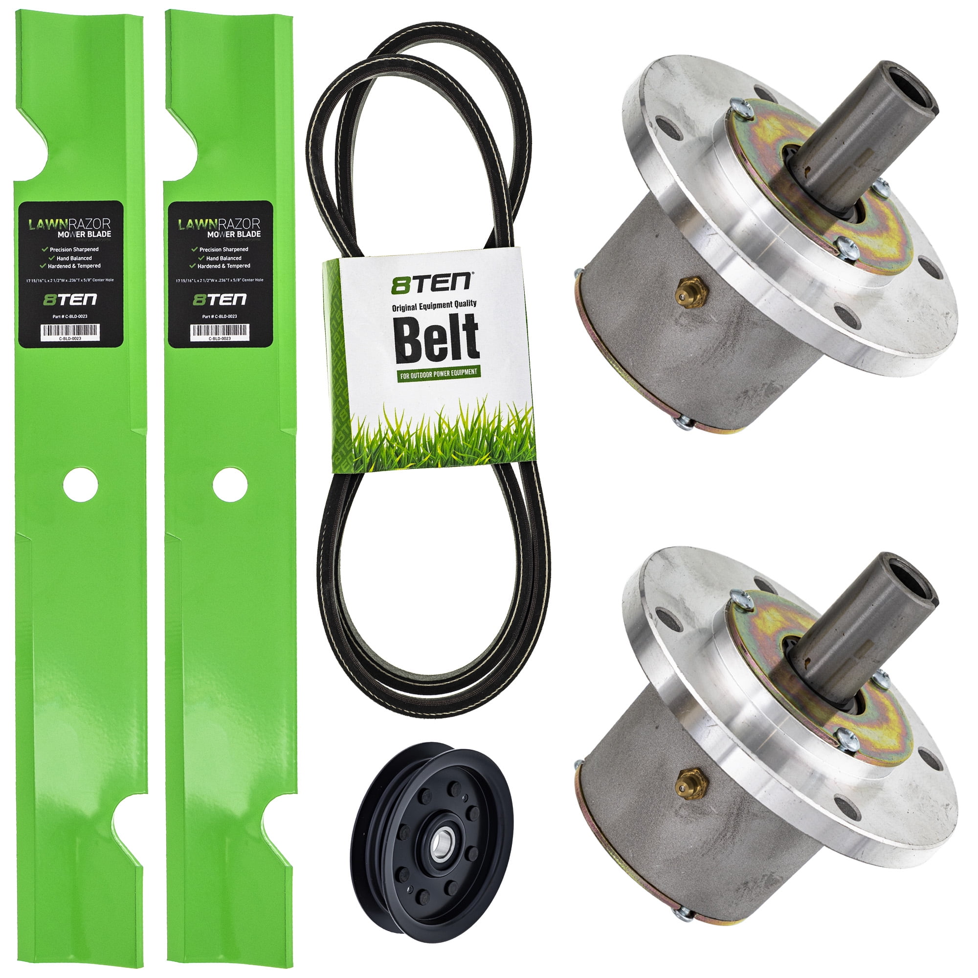 8TEN Deck Rebuild Kit for Exmark 46 inch White Outdoor Yard Machines Yard Man Huskee LT 4600H Blade スピンドル Belt Idler Husqvarna Yth18542 Deck Spindle 8TEN Deck Rebuild Kit For Toro