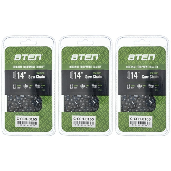 8TEN Semi Chisel Chainsaw Chain 14 inch .050 1/4 76DL 3 Pack 810-CCC2387H