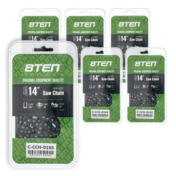 8TEN Semi Chisel Chainsaw Chain 14 inch .050 1/4 76DL 6 Pack 810-CCC2387H