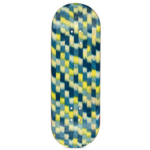 8THREE8 Fingerboard Deck Blue & Yellow Grid 32mm x 96mm Maple Pro Build