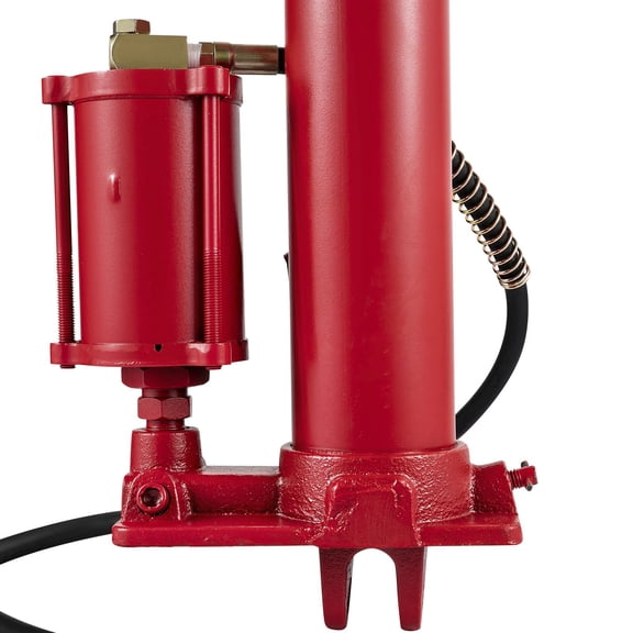 8Ton Hydraulic Long Ram Jack 17363lbs Capacity Single Piston Pump Clevis Base Manual Cherry Picker Handle for Garage Shop Cranes Engine Lift Hoist Red
