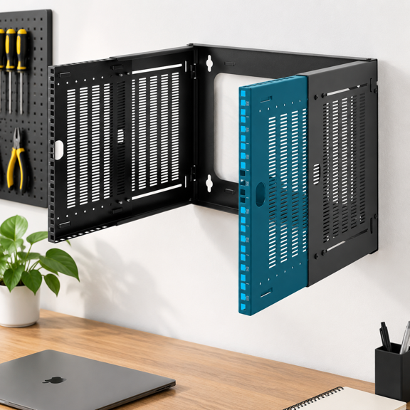8U 19-Inch Open Frame Wall Mount Network Rack With Adjustable Depth