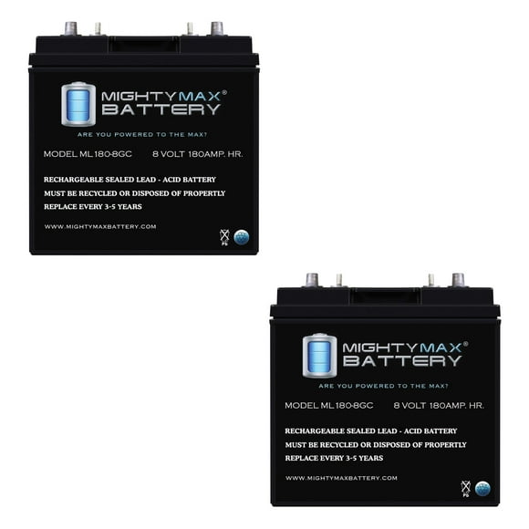 8V, 180Ah, AGM, Dual Terminal, Replacement Battery Compatible with Renewable Energy (Solar / Wind) - 2 Pack