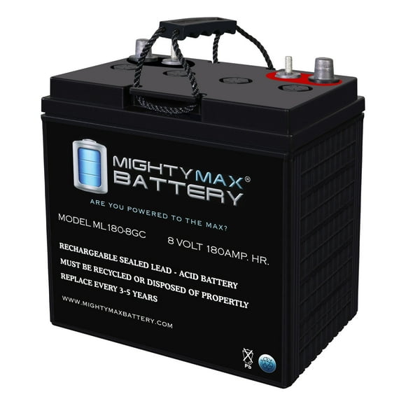 8V, 180Ah, AGM, Dual Terminal, Replacement Battery Compatible with Solar and Wind Energy
