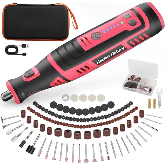 8V Cordless Rotary Tool Kit with 135 count Accessories, 2.8Ah Rechargeable Engraving Pen with LED Light, 5-Speed 30000RPM Power Rotary Tools for Drilling Grinding Sanding Polishing,