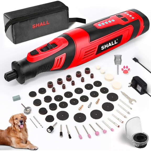 8V Cordless Rotary Tool Kit, Lightweight 2.5 Ah Battery Rechargeable Dog Nail Grinder w/ 122 Accessories, 5-Speed Power Rotary Tool for Sanding, Carving, Polishing, Engraving, Pet Grooming