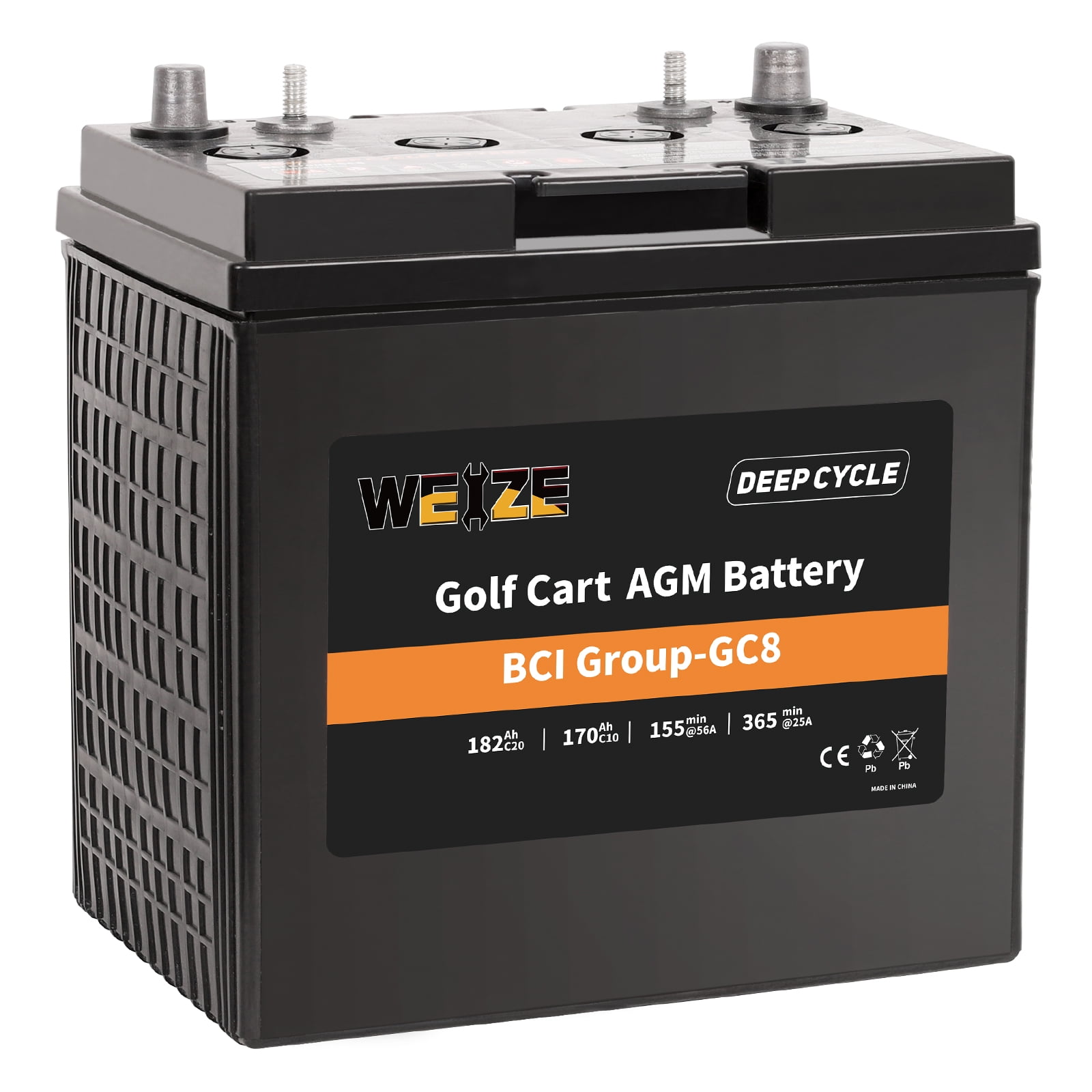 8V Golf Cart Battery, 182AH BCI Group GC8 High Capacity & Maintenance