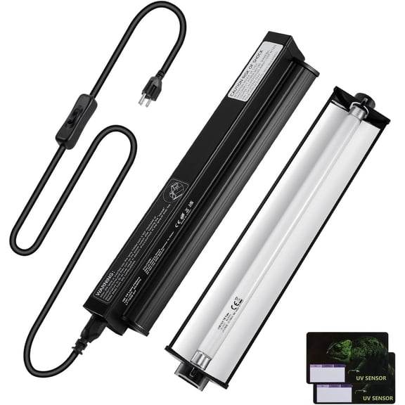 8W HO T5 UVB Reptile Light Fixture with Bulb 12inch for Reptiles | 10.0 UVB Bulb,Removable Surface Reflector,Two UV Test Cards