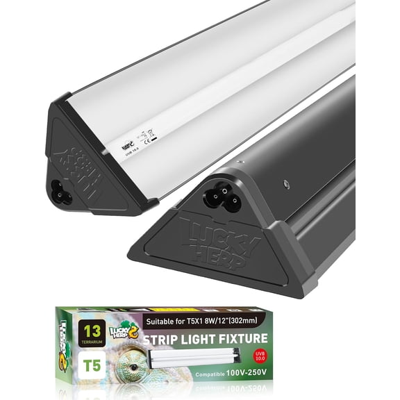 8W T5 UVB Reptile Light Fixture Combo Kit(New Upgrade), 10.0 UVB Light for Reptiles and Amphibians, UVA UVB Basking Light Desert Lamp for Lizard, Bearded Dragon, Tortoise 12inch