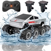8WD Amphibious RC Cyber Truck, 2 Batteries for 60 Min Play, 2.4G Waterproof Remote Control Car, 360  Rotating Off-Road Stunt Vehicle, All-Terrain Toy Pickup for Kids & Adults