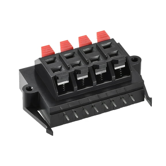 8Way Spring Speaker Terminal Clip Push Release Connector Audio Cable Terminals Strip Block Black Red WP8-11, 1Pcs