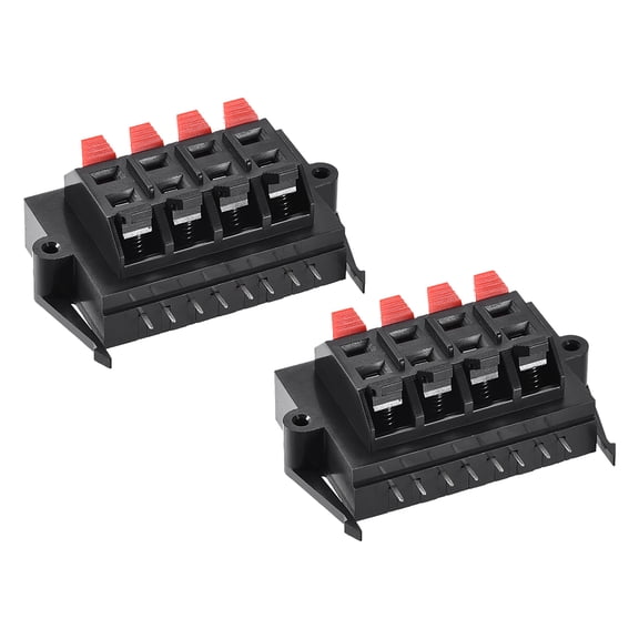 8Way Spring Speaker Terminal Clip Push Release Connector Audio Cable Terminals Strip Block Black Red WP8-11, 2Pcs