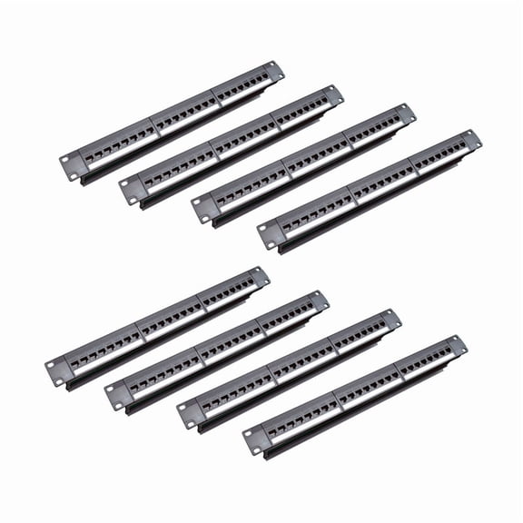 8X, 19Inch 1U Cabinet Rack Pass-Through 24 Port CAT6 Patch Panel RJ45 Contact Port (RJ45 Contact Port) Modular Frame,8*24 Port CAT6 Patch Panel,black