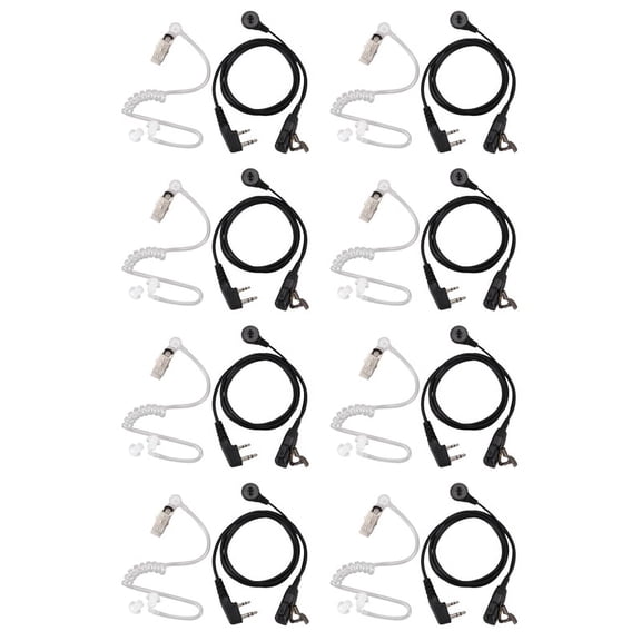 8X 2 Pin PTT MIC Headset Covert Acoustic Tube In-Ear Earpiece for UV-5R -888S CB Radio Accessories
