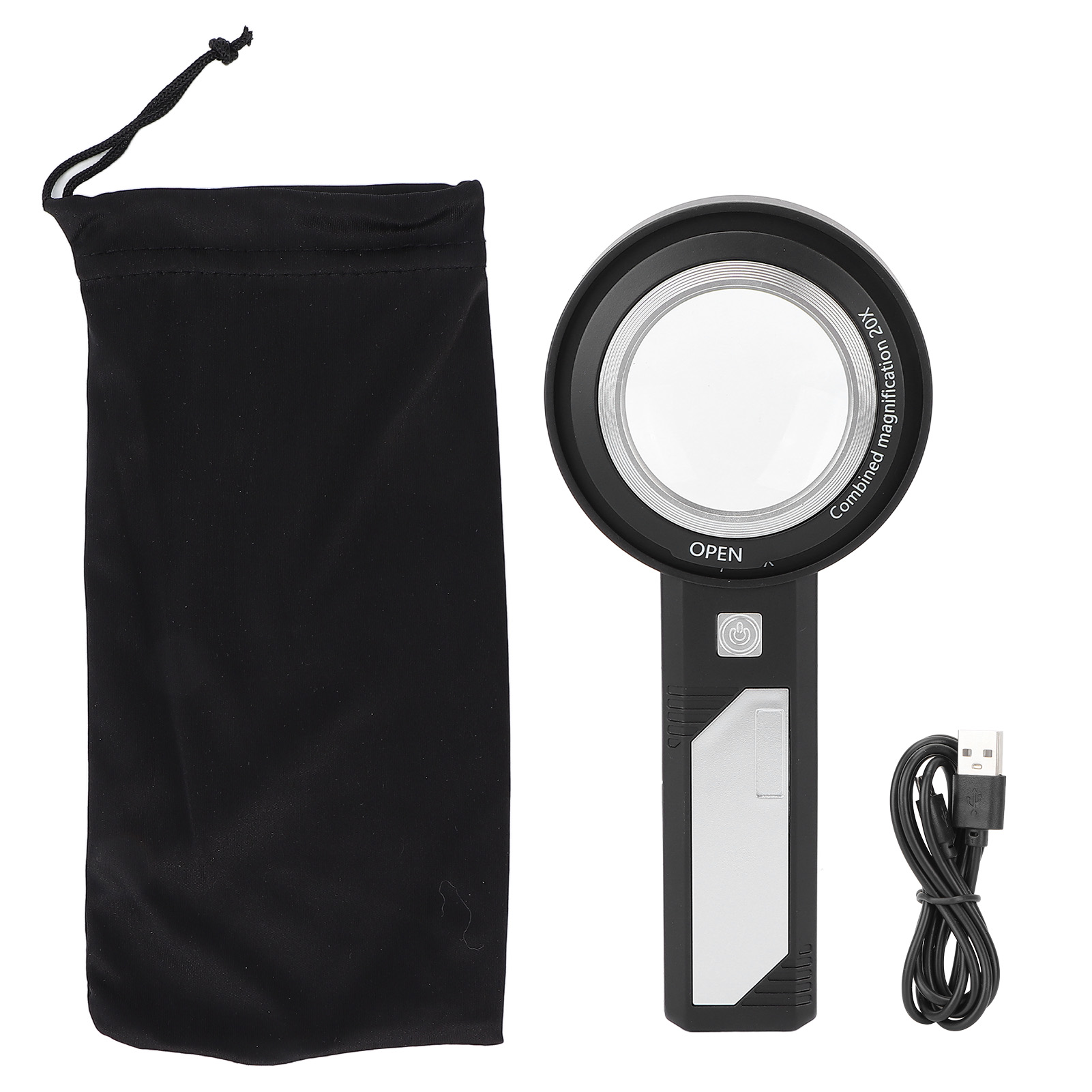 8X 20X Magnifying Glass Elderly Portable Handheld Magnifier with LED ...