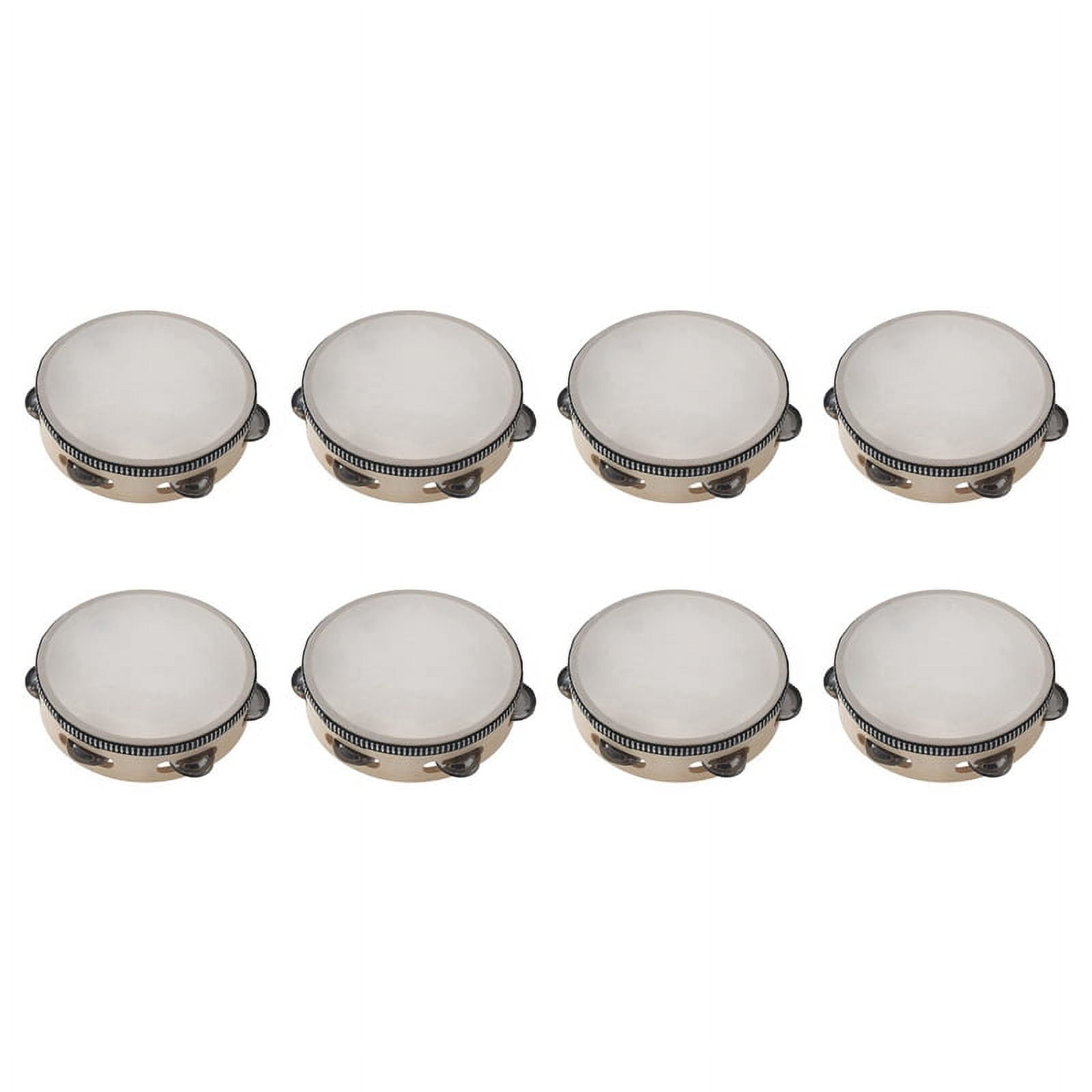 8X 6 Inches Early Education Teaching Aids Hand Tambourine Children Percussion Tambourine Dance Hand Drum with 4 Bells
