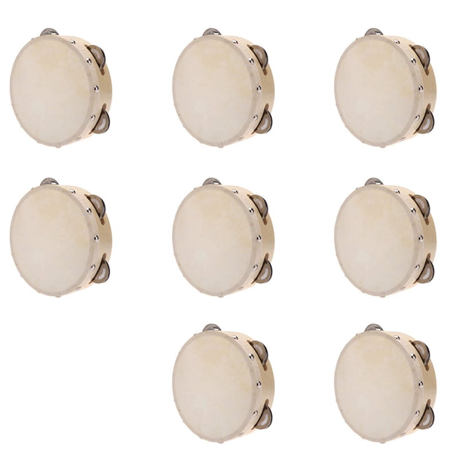 8X 6in Hand Held Tambourine Drum Bell Metal Jingles Percussion Musical Toy for KTV Kids Games