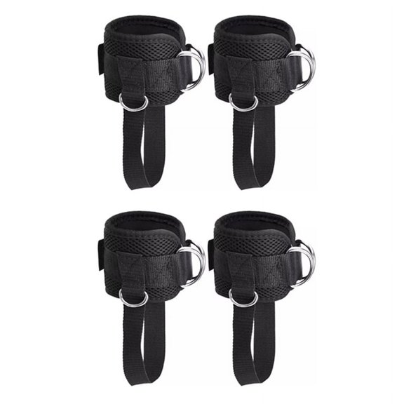 8X Adjustable Ring Ankle Straps with Foot Strap Cable Machine Fitness Thigh Glute Exercises Padded Ankle Cuffs