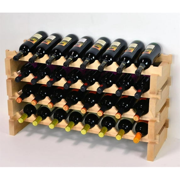 8X Bottles Beech Hardwood Modular Wine Rack Stackable (8 Bottles per Row)