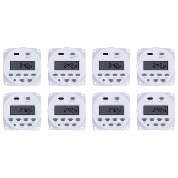 8X DC 12V Digital LCD Power Programmable Timer Time Switch Relay 16A Amps,8 x Programmable Timer 8 x Manual,white